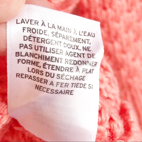 Hinge Coral Orange V-Neck Soft Wool Cashmere Blend Sweater Small - Picture 11 of 16